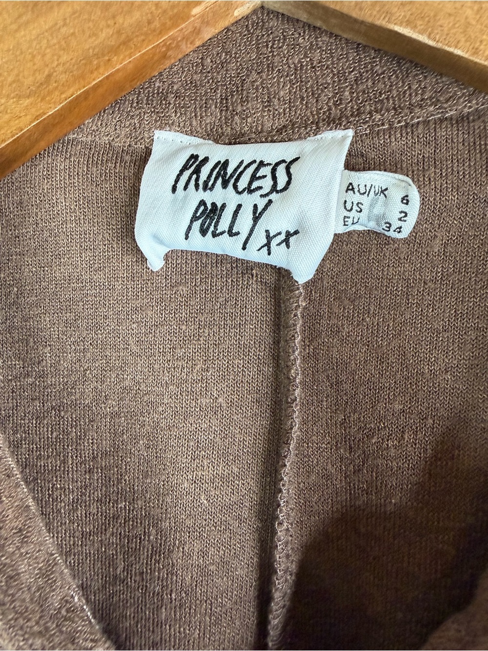 Princess Polly XS Relaxed Brown Hooded Terry Cloth Romper - Picture 6 of 12